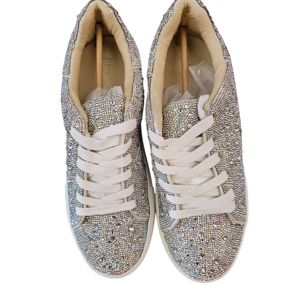 Betsey Johnson Sidny Rhinestone Sneakers Silver/White Size 10M - Picture 6 of 15